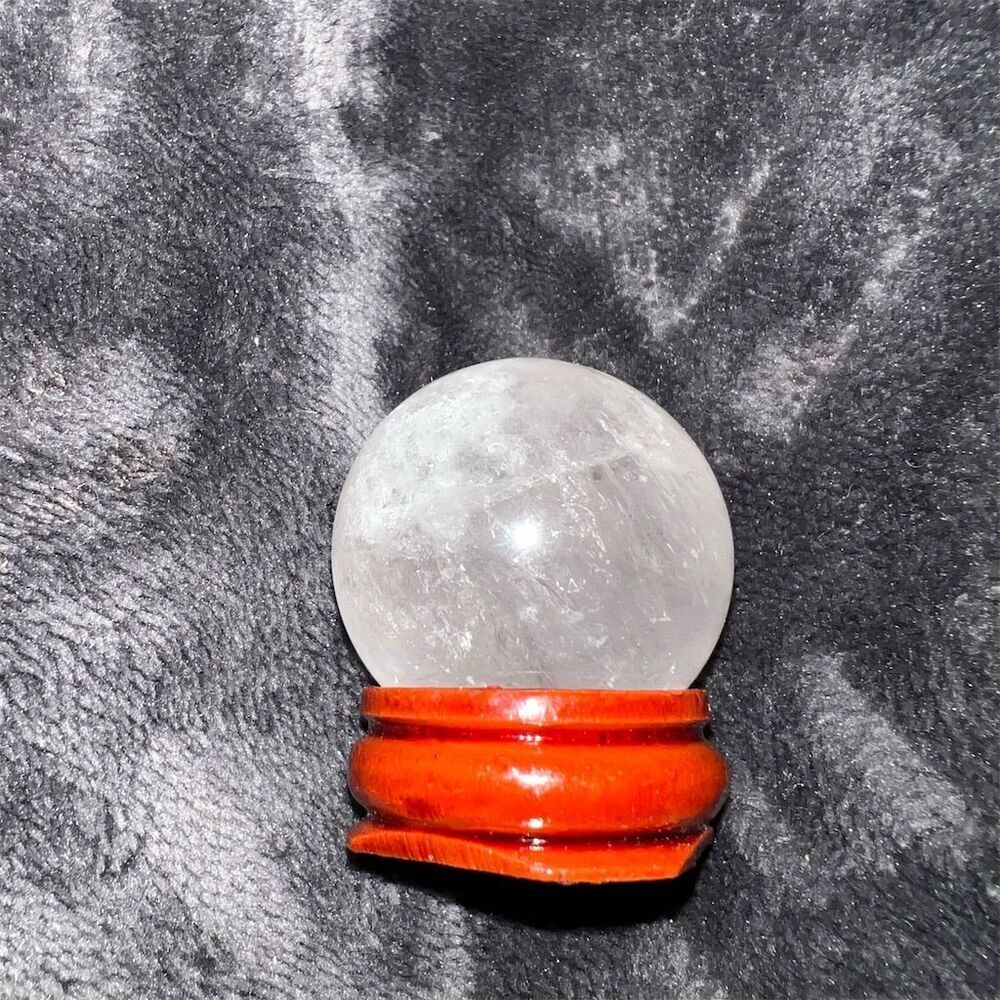 Clear Quartz Sphere with Wooden Stand